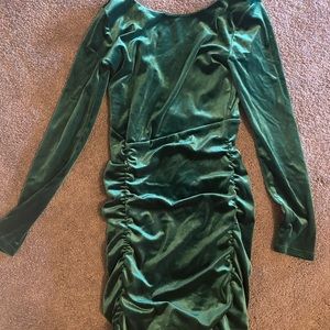 GREEN VELVET BODYCON DRESS